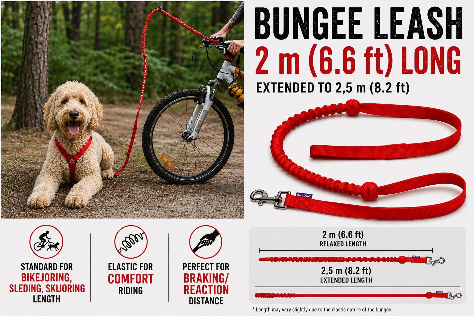Canicross Bungee Leash | 1 Dog Line for Running, Bikejoring & Skijoring | Shock Absorbing Dog Leash