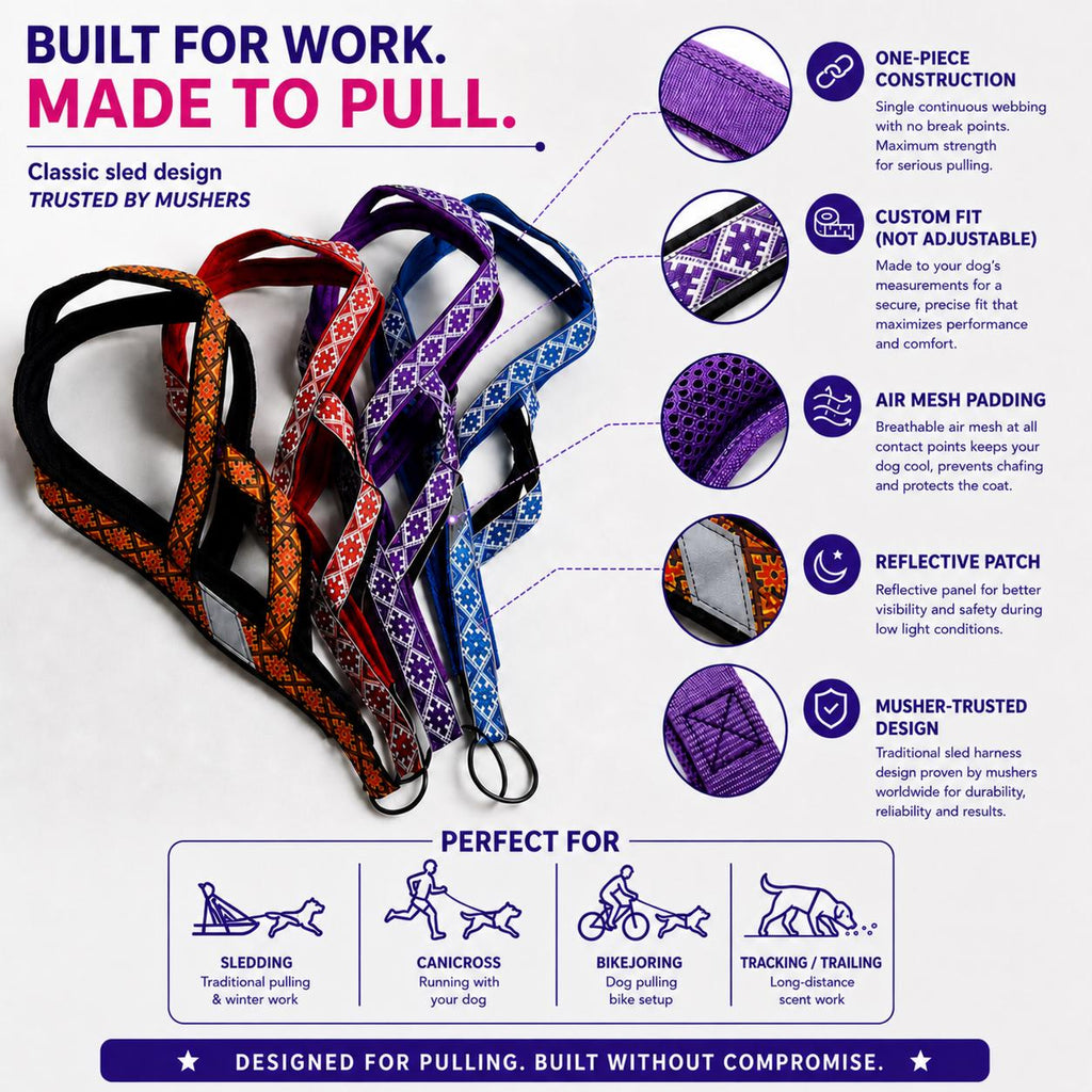 Classic Ethno X-Back Dog Pulling Harness for Canicross, Bikejoring and Sledding
